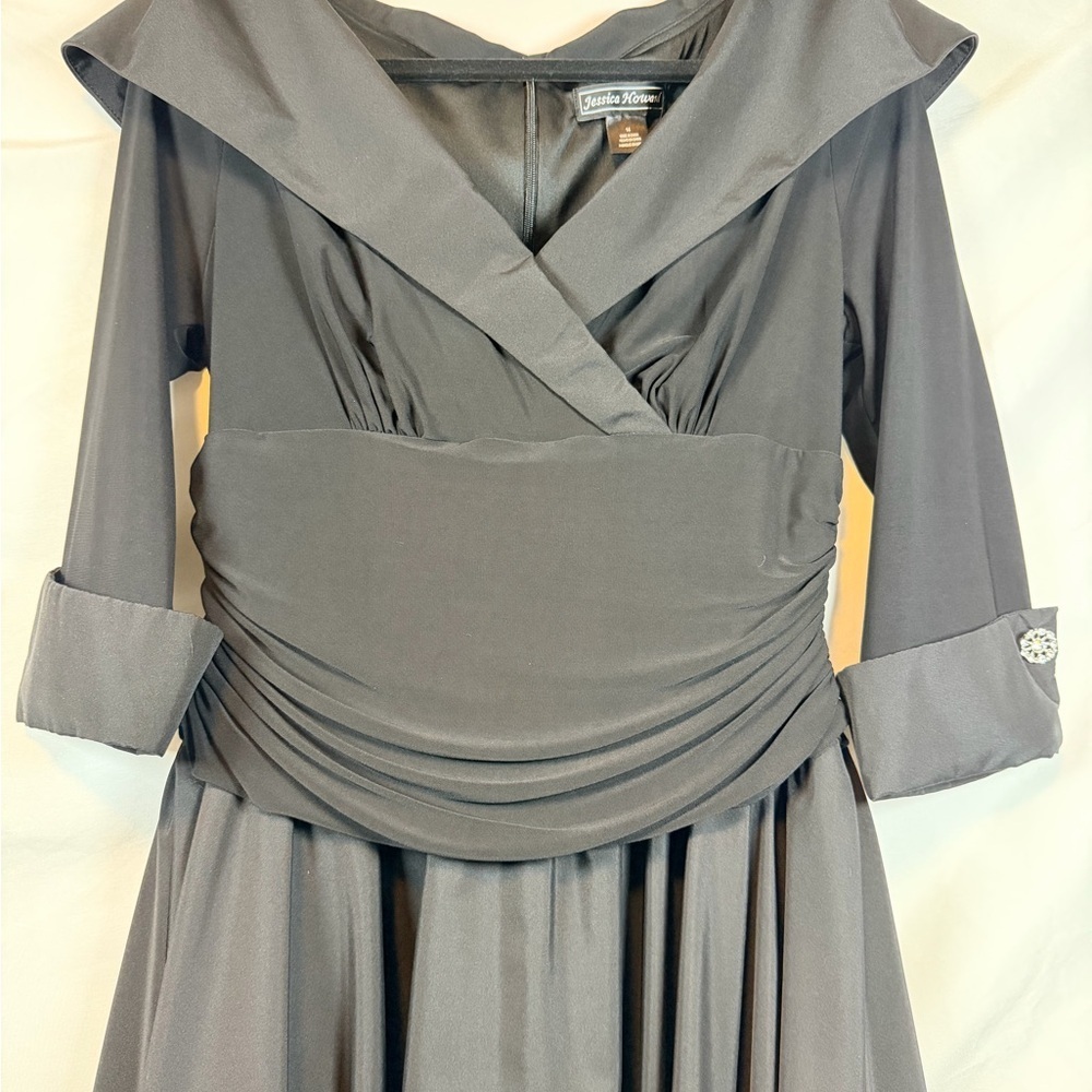 Like New Jessica Howard Elegant Black Long Sleeve Dress Size 14 - Picture 10 of 12
